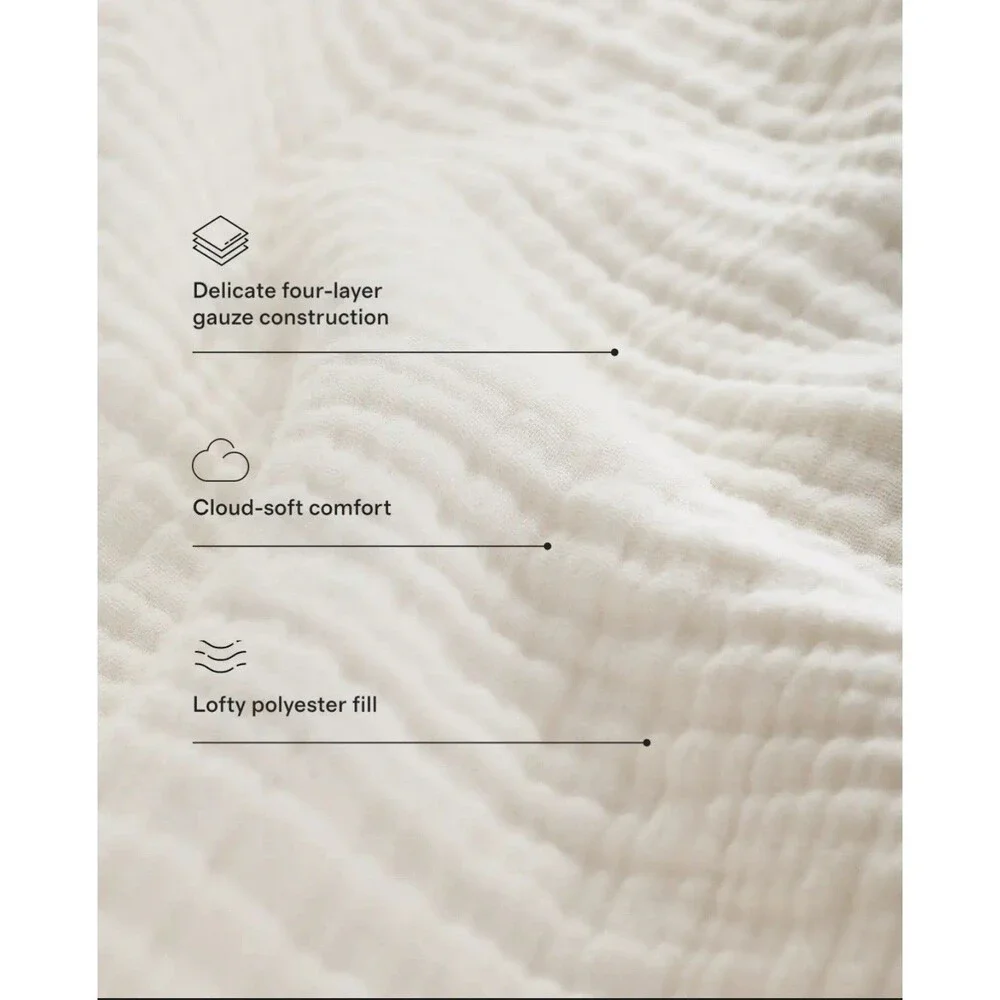 Quince Organic Cotton Gauze Box Quilt Sham Set King Olive Set of 2 $54.90  New